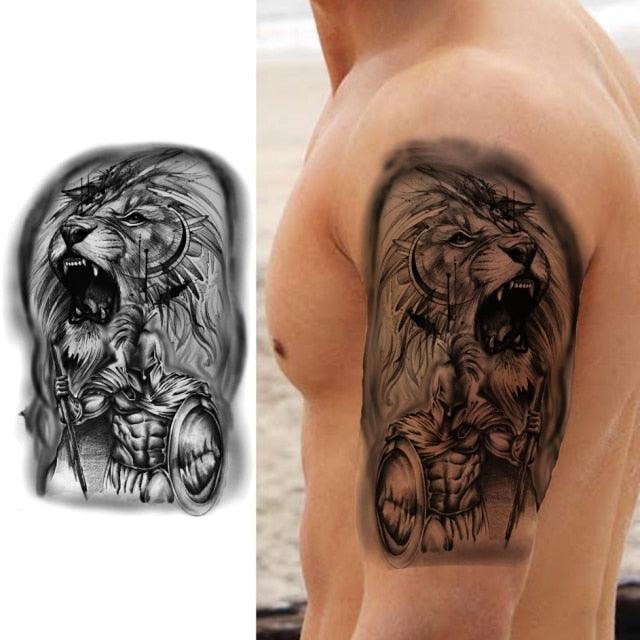 Big Black Tiger Tattoos Waterproof Leopard Tatoos Large Monster Body Arm Legs Tattoo Cool Tiger Face Temporary Tattoos For Women Men