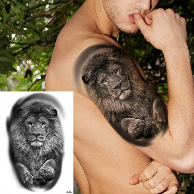 Big Black Tiger Tattoos Waterproof Leopard Tatoos Large Monster Body Arm Legs Tattoo Cool Tiger Face Temporary Tattoos For Women Men
