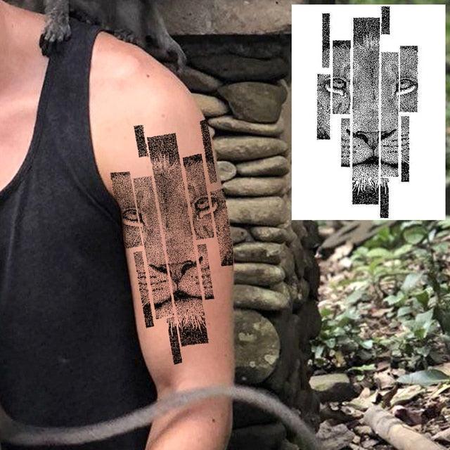 Big Black Tiger Tattoos Waterproof Leopard Tatoos Large Monster Body Arm Legs Tattoo Cool Tiger Face Temporary Tattoos For Women Men