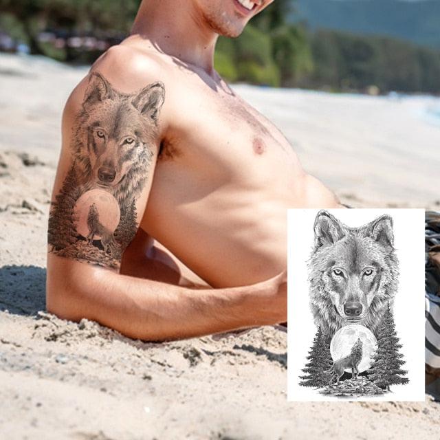 Big Black Tiger Tattoos Waterproof Leopard Tatoos Large Monster Body Arm Legs Tattoo Cool Tiger Face Temporary Tattoos For Women Men