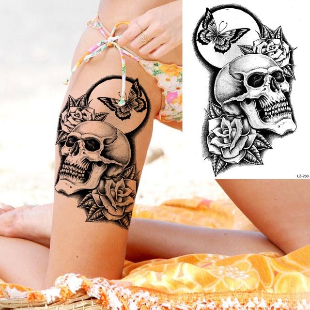 Big Black Tiger Tattoos Waterproof Leopard Tatoos Large Monster Body Arm Legs Tattoo Cool Tiger Face Temporary Tattoos For Women Men