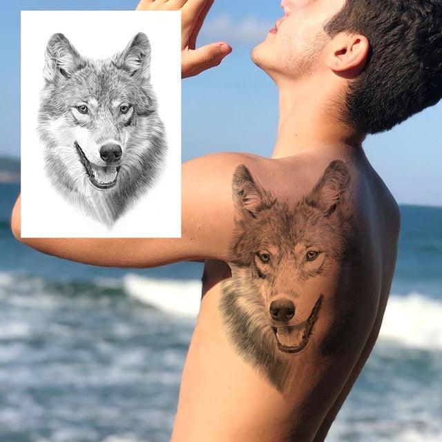Big Black Tiger Tattoos Waterproof Leopard Tatoos Large Monster Body Arm Legs Tattoo Cool Tiger Face Temporary Tattoos For Women Men