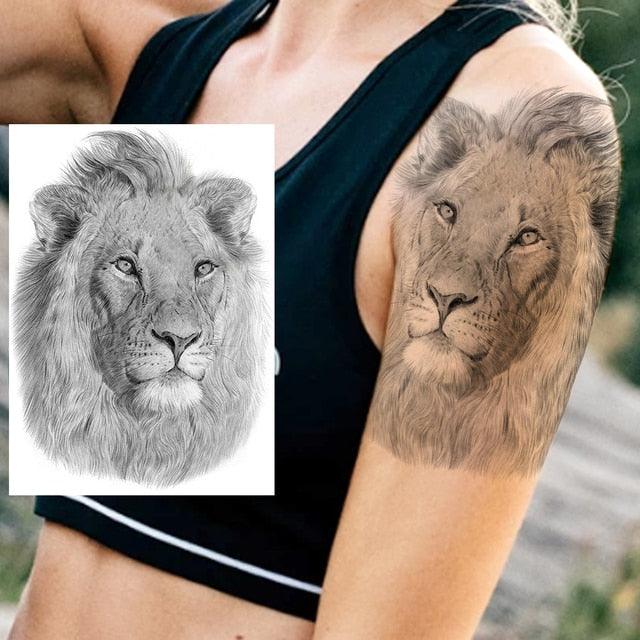 Big Black Tiger Tattoos Waterproof Leopard Tatoos Large Monster Body Arm Legs Tattoo Cool Tiger Face Temporary Tattoos For Women Men