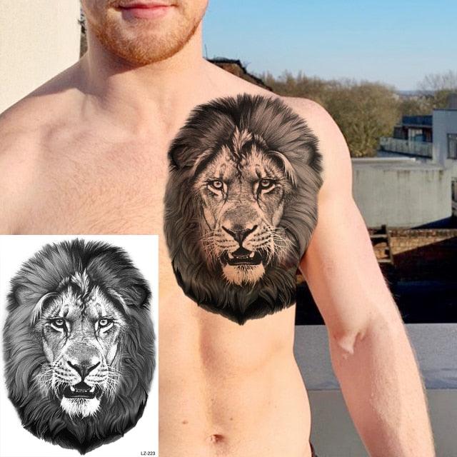 Big Black Tiger Tattoos Waterproof Leopard Tatoos Large Monster Body Arm Legs Tattoo Cool Tiger Face Temporary Tattoos For Women Men