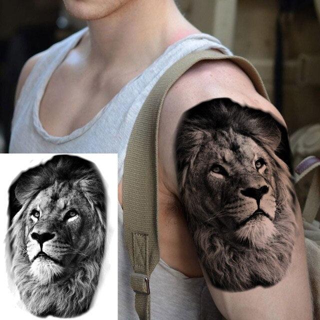 Big Black Tiger Tattoos Waterproof Leopard Tatoos Large Monster Body Arm Legs Tattoo Cool Tiger Face Temporary Tattoos For Women Men