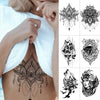 Black Sketchs Flowers Waterproof Temporary Tattoo Sticker Chest Flash Tattoo Wolf Diamond Flower Body Art Arm Fake Tattoo For Womens Men