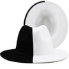 Black White Modern Unisex Fedora Hat Women Unisex Wide Brim Party Cowboy Cap Men Gentleman Wedding Hat Two Colors Fedora Hat Solid Color Wide Brim Winter Autumn Hat