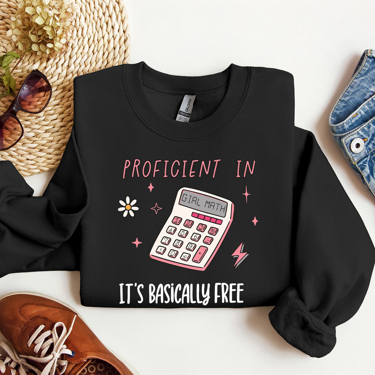 Girl Math Basically Free Calculator TikTok Quote About Spending Wisely For Laughs Sweatshirt