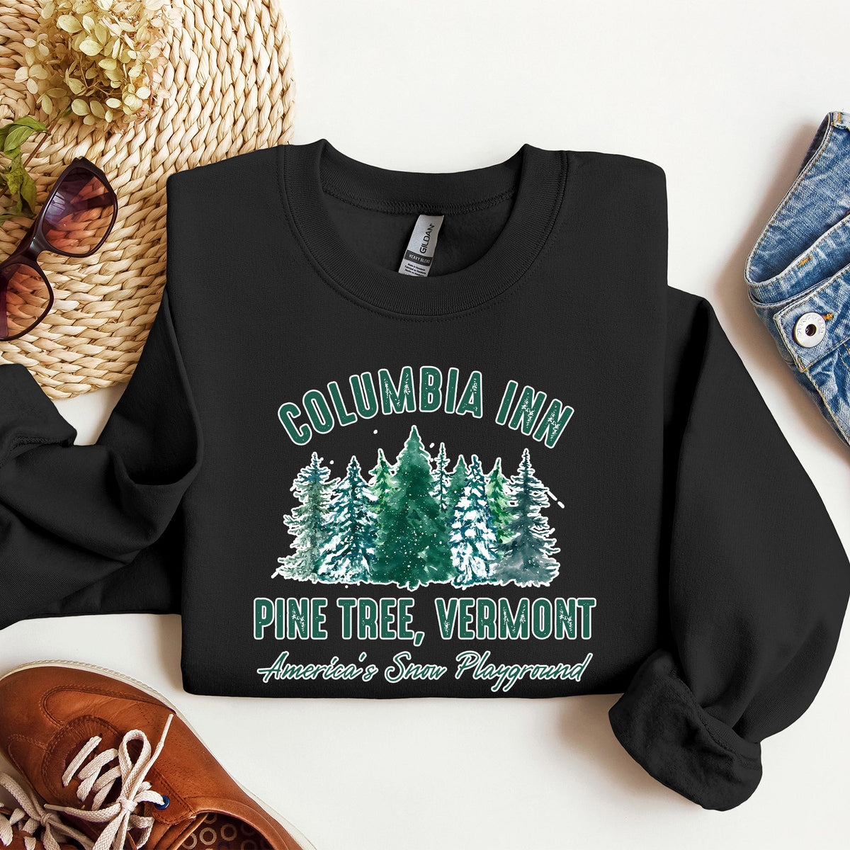Columbia Inn White Christmas Movie Classic Musical Cozy Vintage Inspired Sweatshirt