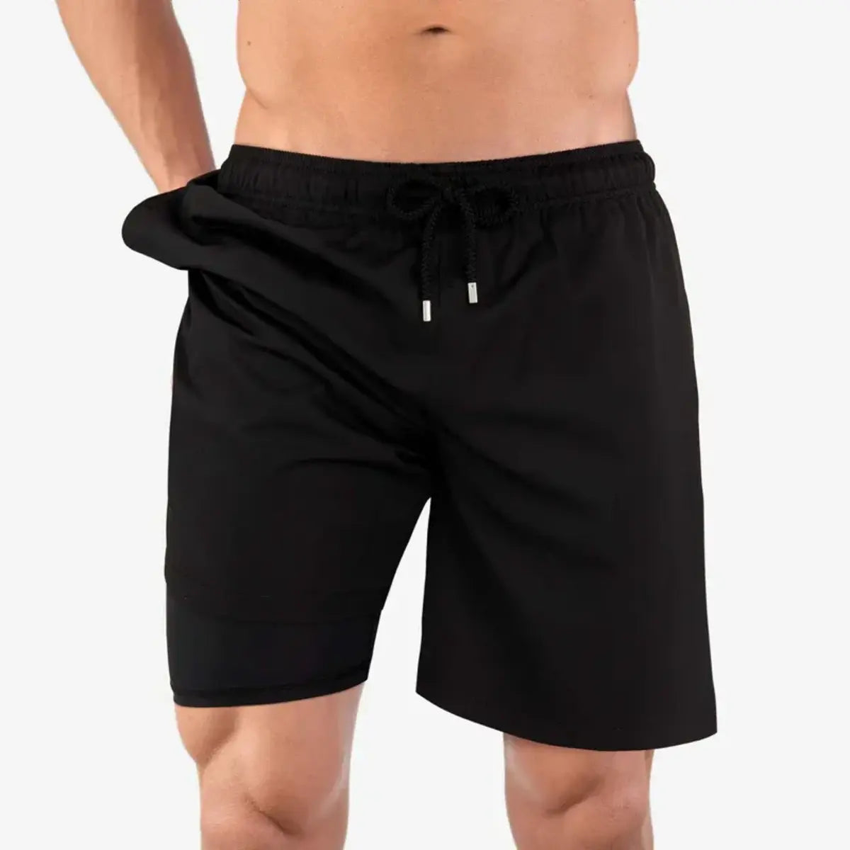 Men’s Premium Compression-Lined Hybrid Shorts – Black Onyx