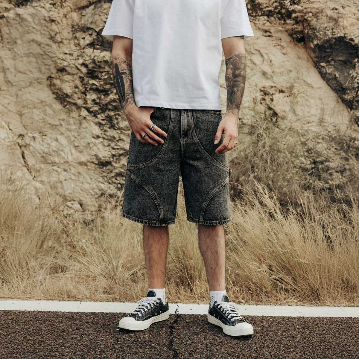 Commons Studios ‘Star’ Washed Denim Short Charcoal
