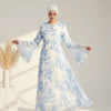 Blossom Printed Chiffon Abaya | Flared Sleeve Abaya (MA149)