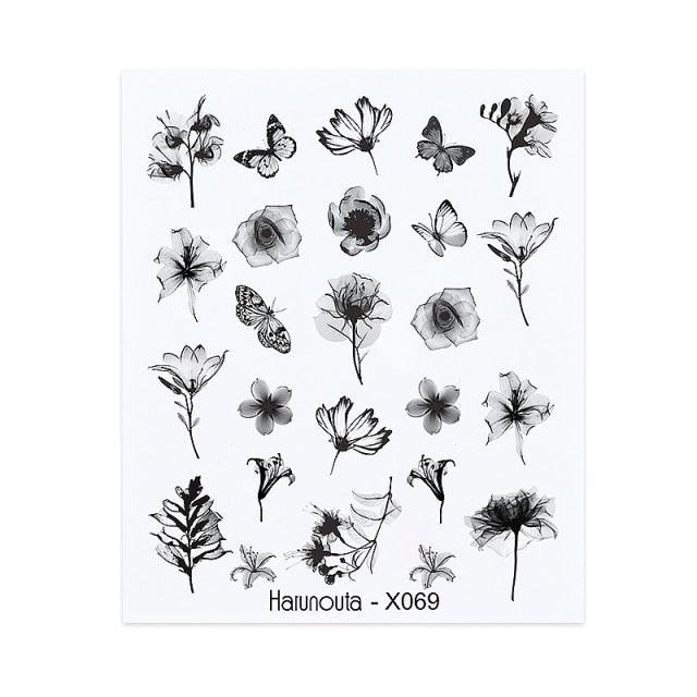 Blue Marble Water Decal Sticker Wave Line Flower Leaf Tree Summer Slider Decor For Manicuring Nail Art Watermarks Curve Graffiti Nail Design for Acrylic Nail Supplies Designer Nail Decorations for Women Girls Kids