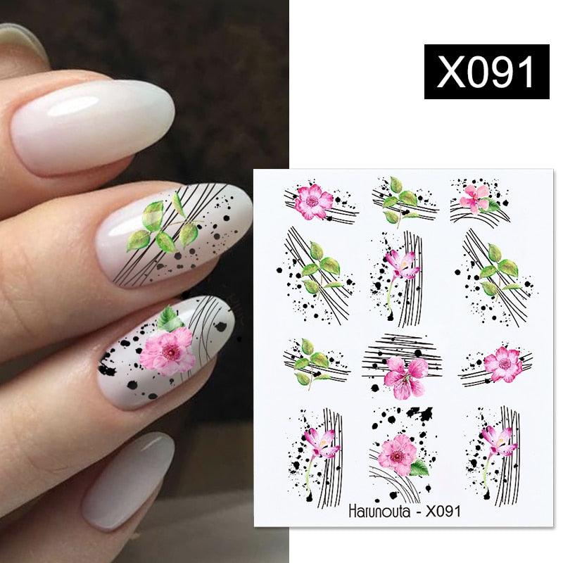 Blue Marble Water Decal Sticker Wave Line Flower Leaf Tree Summer Slider Decor For Manicuring Nail Art Watermarks Curve Graffiti Nail Design for Acrylic Nail Supplies Designer Nail Decorations for Women Girls Kids