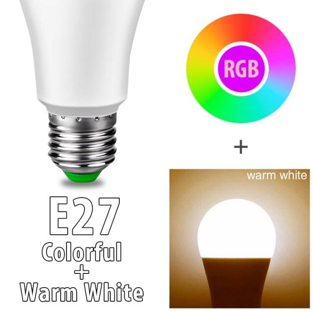 Bluetooth E27 LED Bulb RGB Smart Light Bulbs 15W B22 RGBW RGBWW Lampada Colorful Dimmable Phone APP Control LED Lamp For Home WiFi & Bluetooth 5.0, Compatible w/ Alexa & Google Without Hub, Dimmable, Music Sync, Schedules, Color Changing Light Bulb RGBW