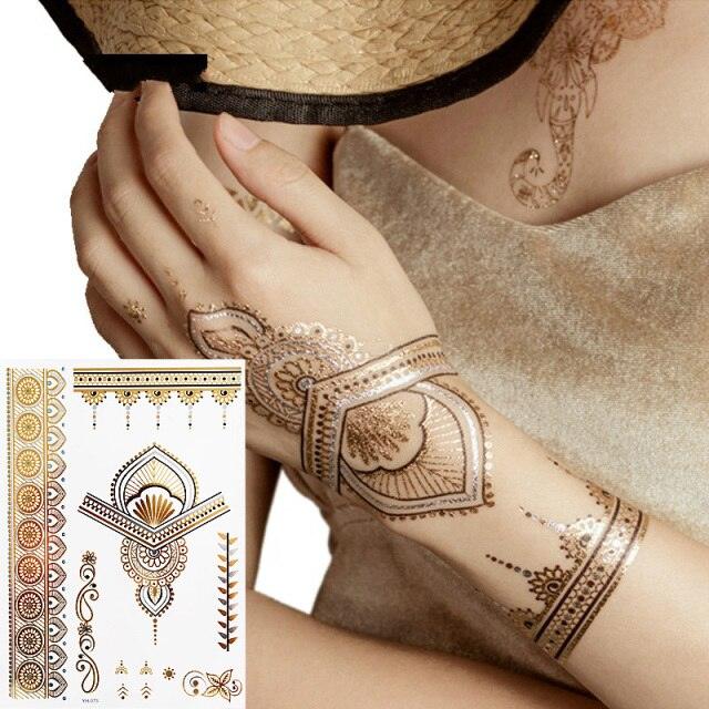 Body Tattoo Art Painting Stickers Glitter Gold Silver Temporary Waterproof Nontoxic Long Lasting Tattoos