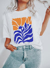 Boho Botanical Blue And Orange Wildflower Spring Floral Print Comfort Colors Tee