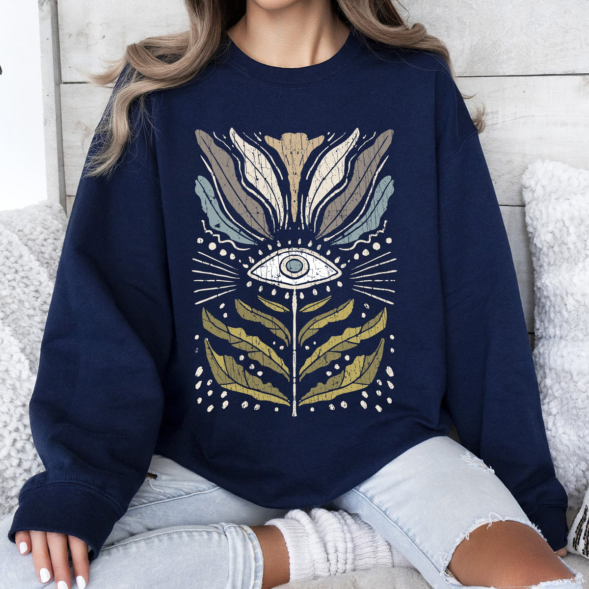 Mystical Floral Vintage Cozy Garden Print Ethereal Botanical Artwork Collection Sweatshirt