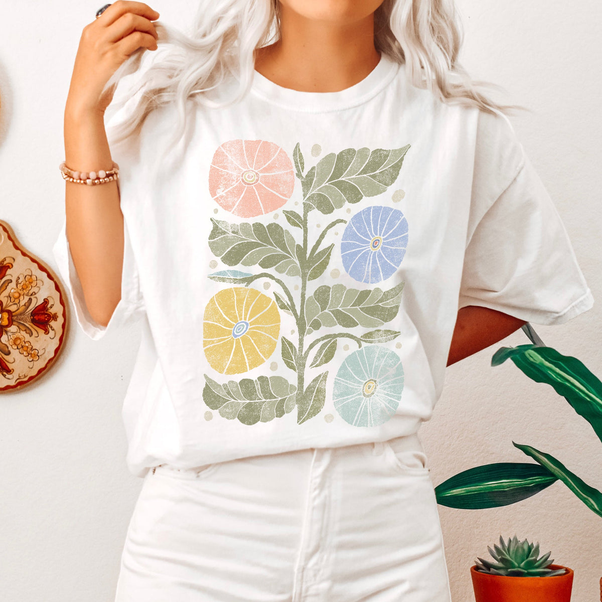 Boho Folk Art Chic Flower Comfort Colors Tee