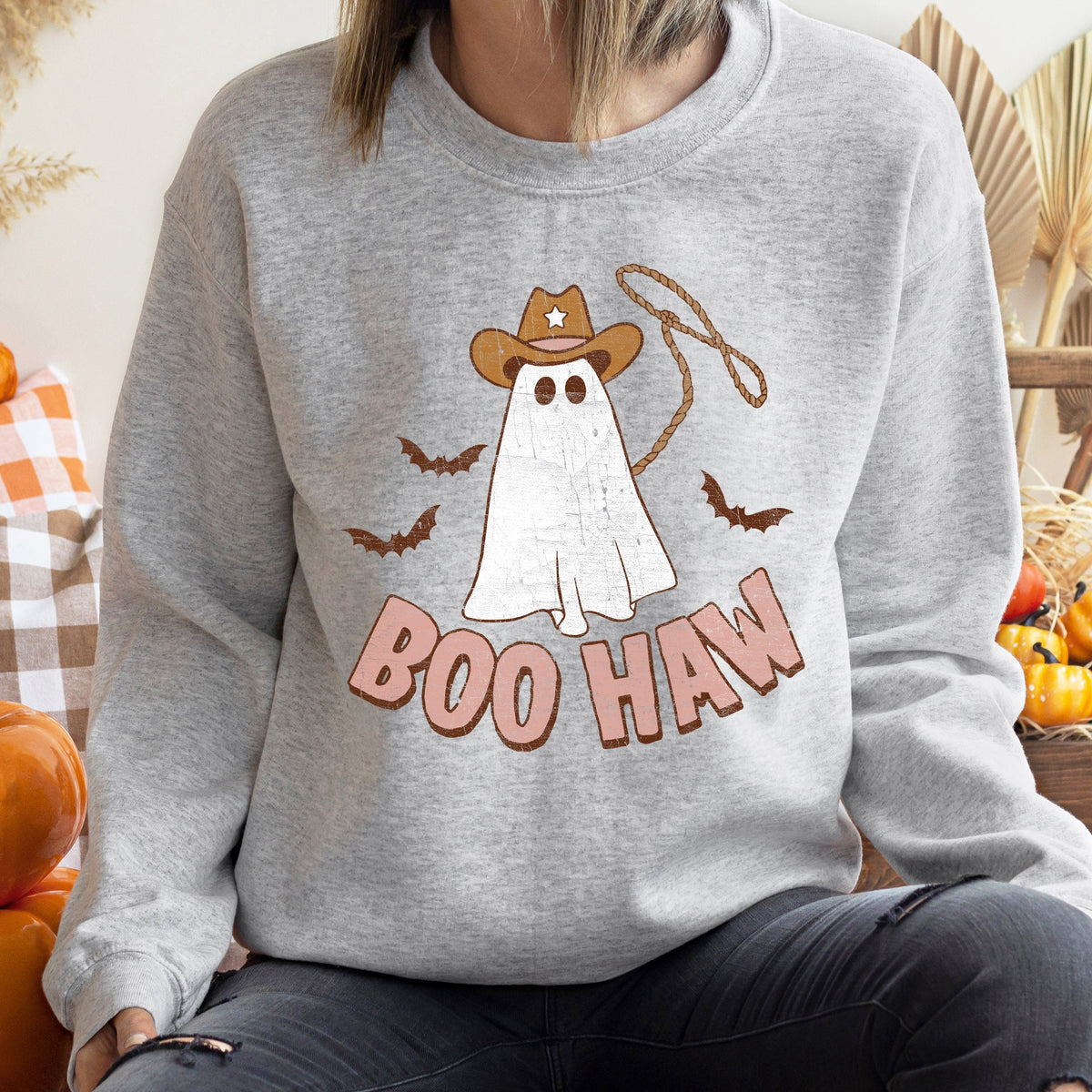 Boo Haw Cowboy Halloween Spooky Western Boot Scootin Boo Haw Edition Graphic Sweatshirt