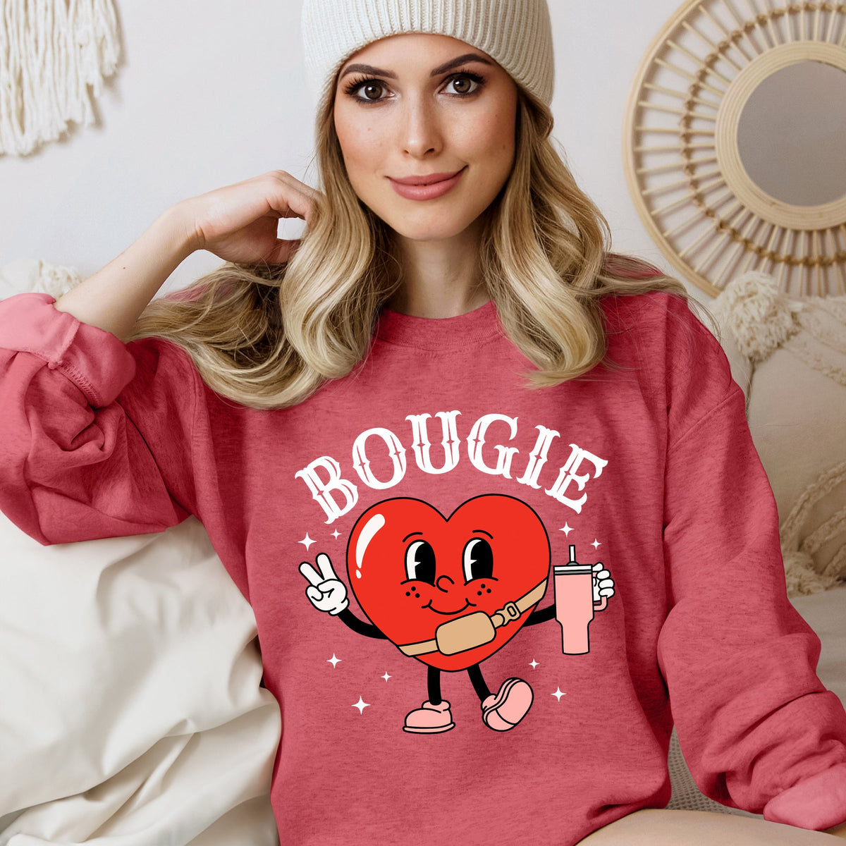 Bougie Heart Boujee Valentine Graphic Love Letter Cozy Luxe Statement Sweatshirt