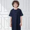 Boys Navy Short Sleeve Thobe with Chest Pocket (MKB022)