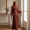 Braided Collar Ruched Fringe Maxi Dress(MS406)