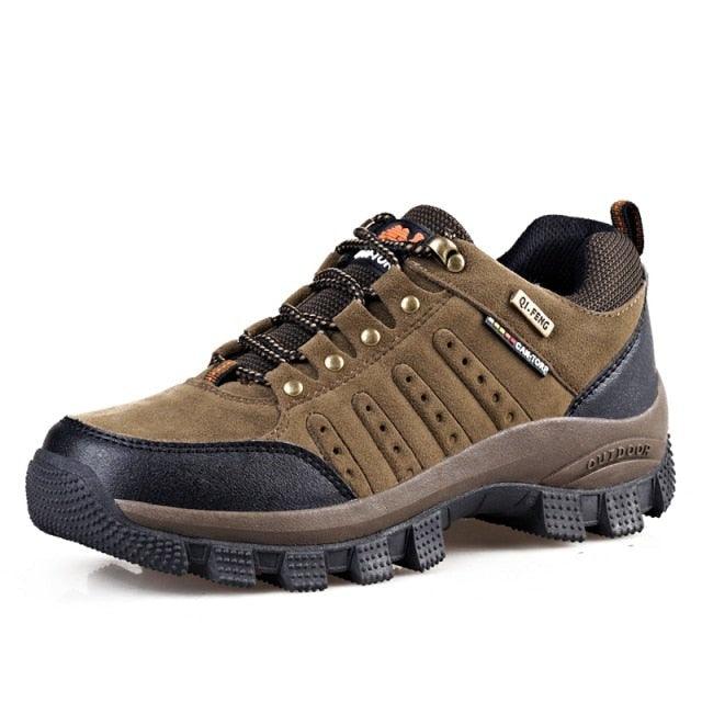 Brown Men's Wear-Resistant Sports Shoes Outdoor Hiking Shoes Training Solid Color Men's Shoe Low Top Waterproof Hiking Shoes Outdoor Lightweight Walking Shoes