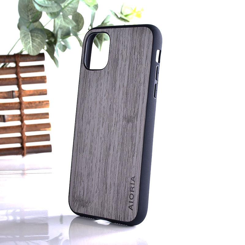 Brown Simple Easy Grip Wooden Design Slim Case for iPhone 11 14 12 13 Pro XS Max x XR mini SE2 SE 7 6 8 6s Plus Cover Wood Bamboo Pattern Leather Vintage Case