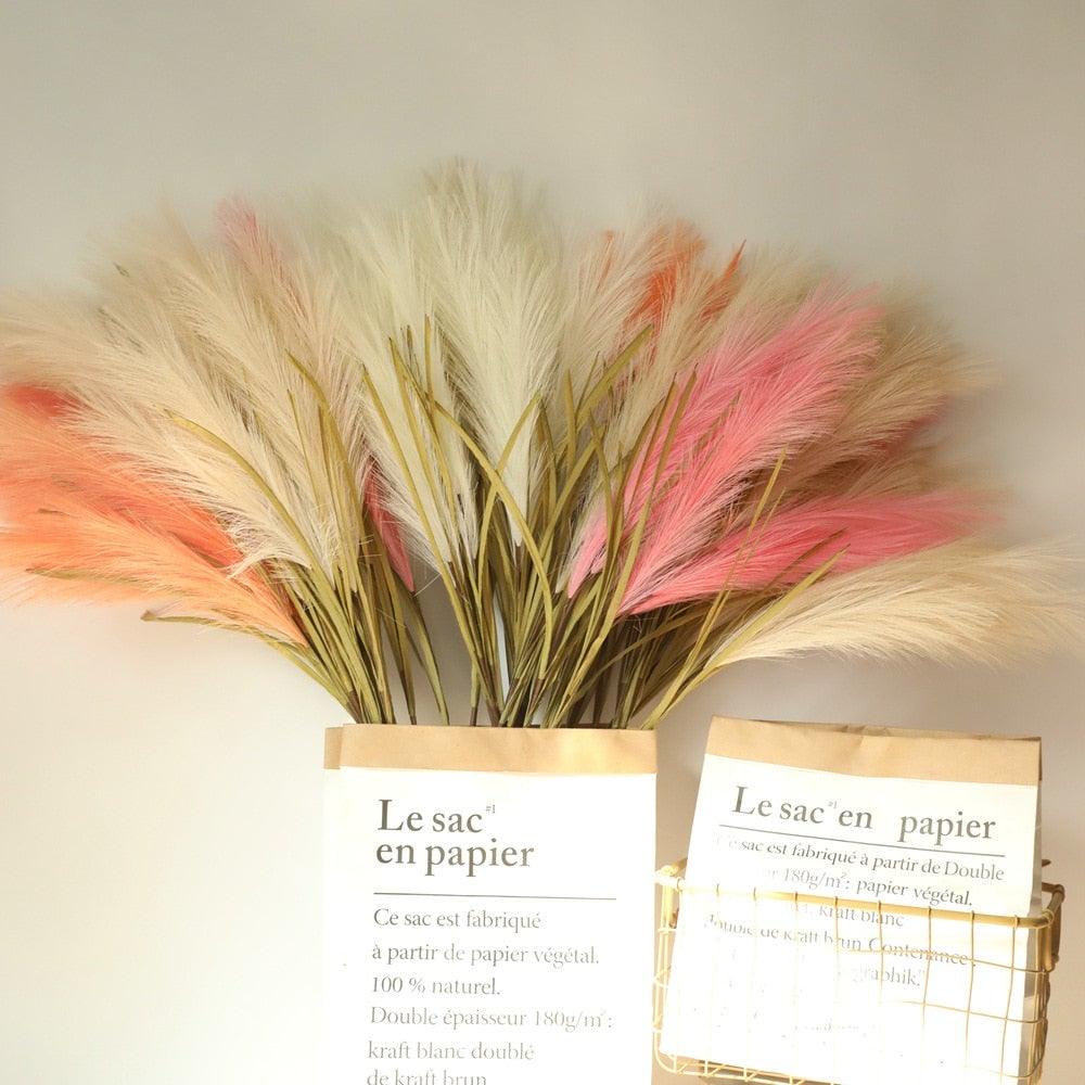 Bulrush Artificial Pampas Grass Phragmites 100cm Popular Natural Dried Small Pampas Grass For Wedding Flower Bunch Floor Vase Filler for Living Room Kitchen Decor