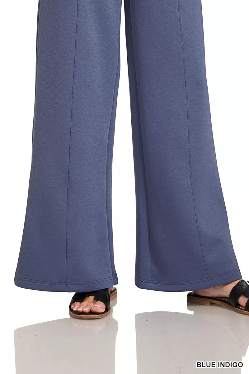 Zenana Scuba Collared Pullover & Center Seam Pants Set