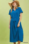 Umgee Collared Belted Midi Dress