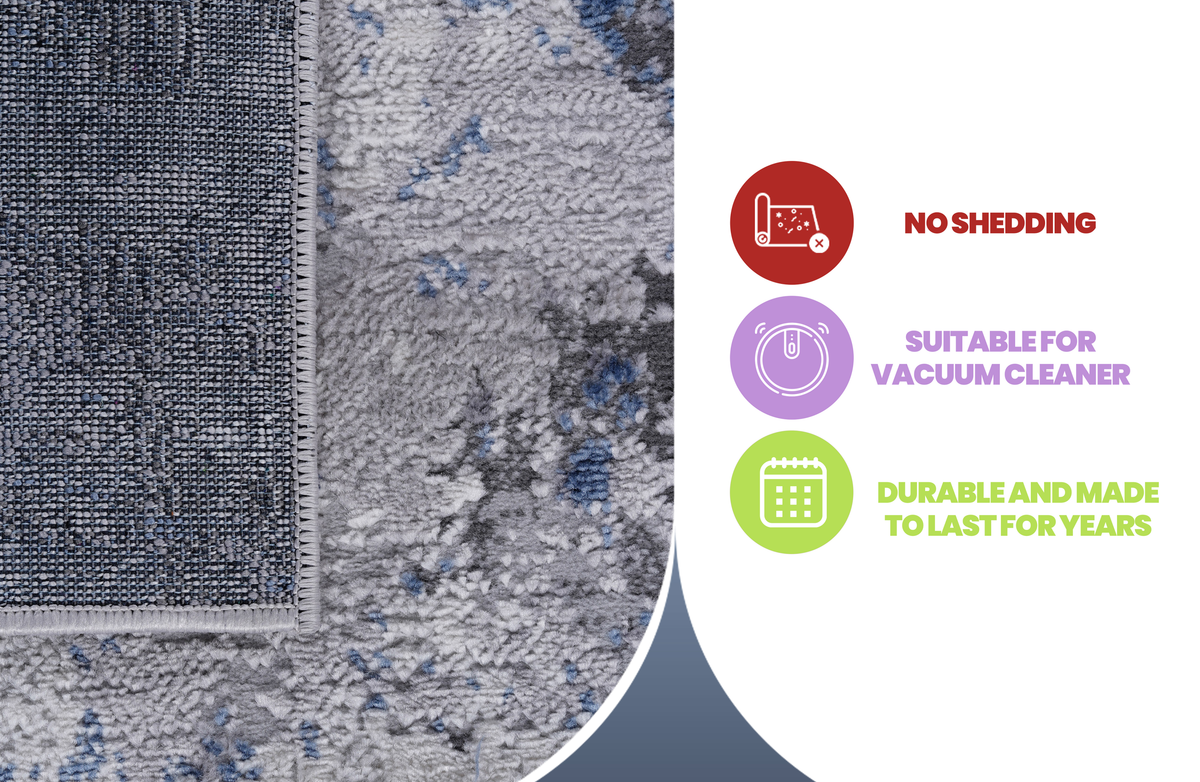 NAAR MARFI Collection 5X7 Silver / Blue / Abstract Area Rug