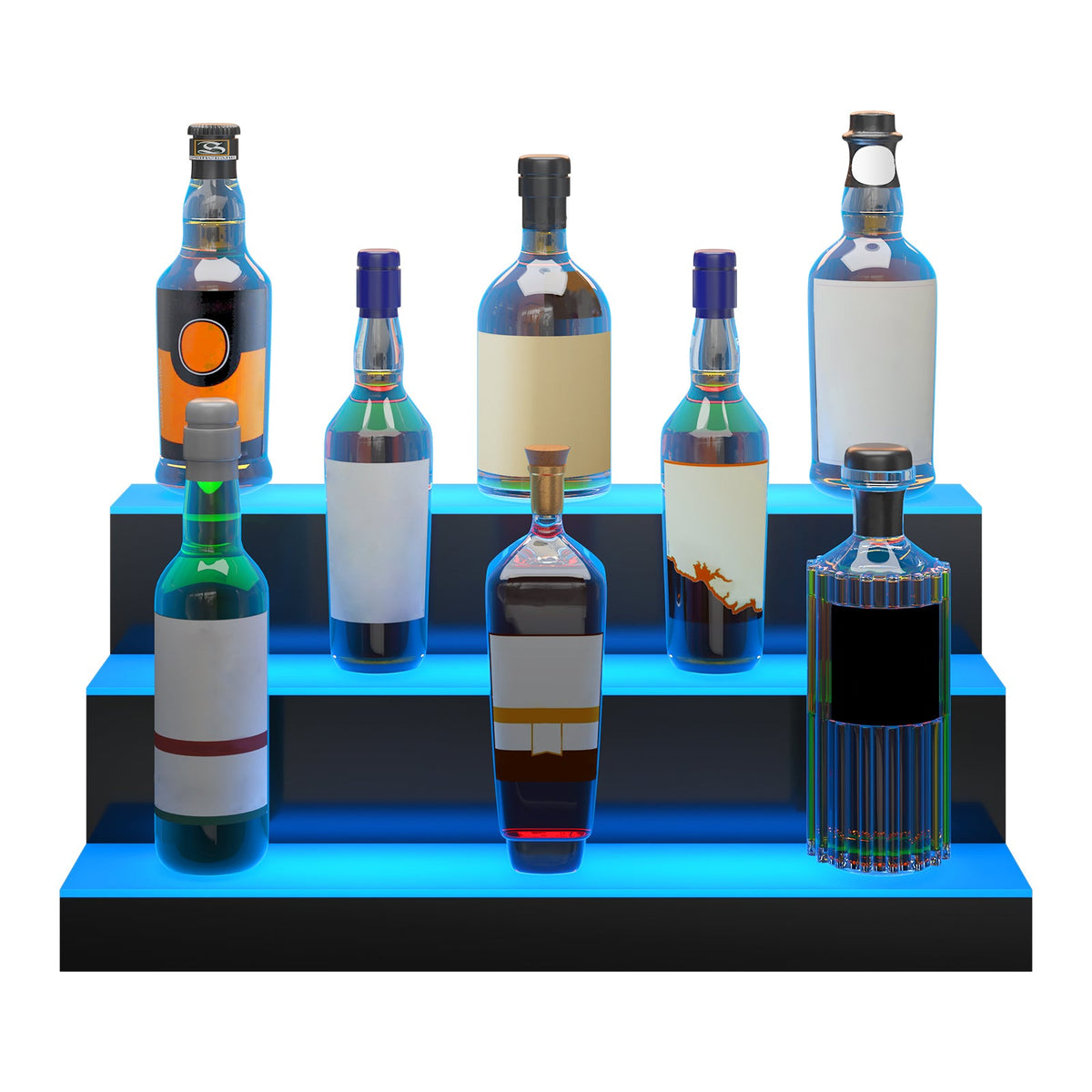 LED Lighted Liquor Bottle Display Bar Shelf RF & App Control 24' 3-Step