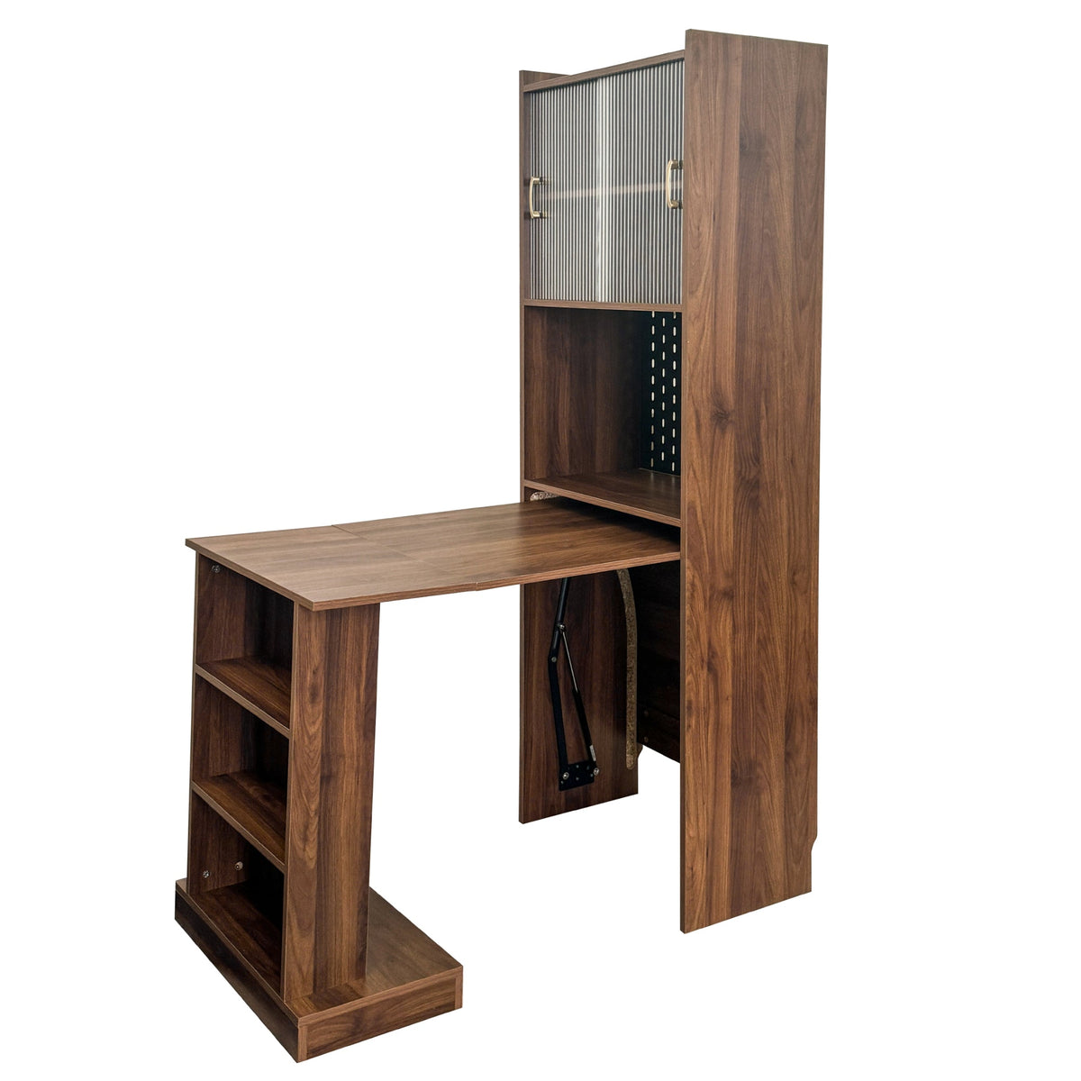 Folding Desk with Storage, Space-Saving Foldable Computer Desk for Small Spaces, Writing Study Table for Home Office, Bedroom, Dorm, Apartment