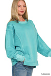 Zenana Pigment Dye Exposed-seam Fleece Sweatshirt