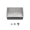 Stainless Steel Kitchen Sink, 27″x19″ Single Bowl, Undermount Handmade Sink in Brushed Nickel, with US Standard Drain and Hook, LS-SSBR06