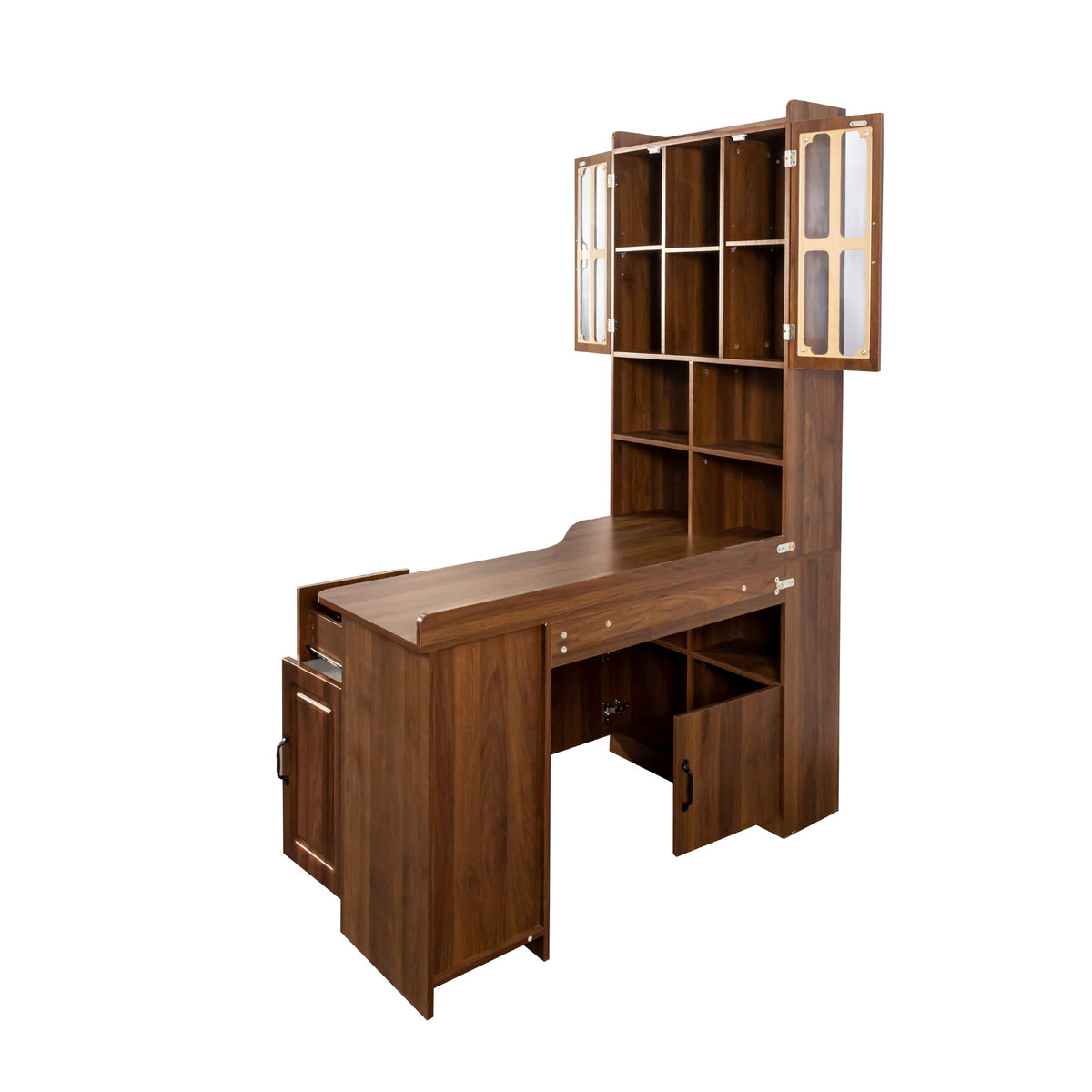 L-Shaped Corner Computer Desk  for Home Office or Study desk, Study Modern Style Table with Drawers, Bookshelf & Hutch, 2-in-1 L-Shaped Design, Large Working Space