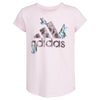 adidas Girls Short Sleeve Cotton Scoop Neck Tee T-Shirt Light Pink w/Butterflies Size 6