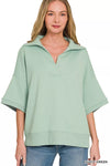 Zenana Scuba Collared Short Sleeve Pullover