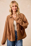 BiBi Corduroy Relaxed Fit Shacket with Back Pleat