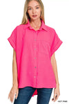 Zenana Woven Airflow Button Down Shirt