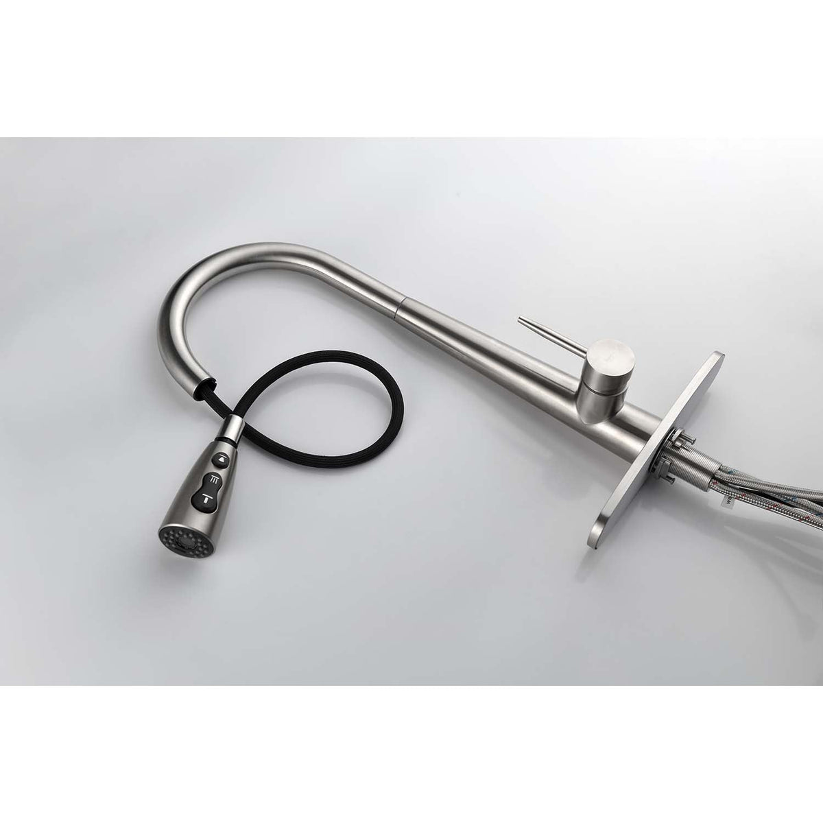 Single Handle Stainless Steel Kitchen Sink Faucet with Pull Down Sprayer