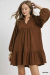 Umgee Corduroy Tiered Babydoll Dress