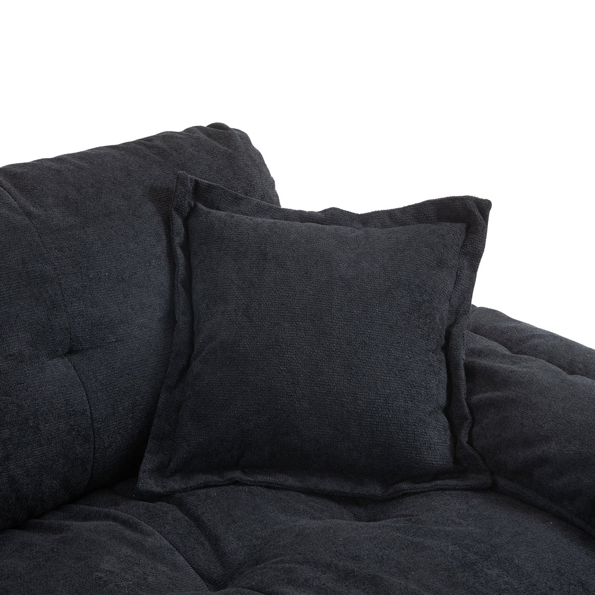 84' Chenille Sofa Small Sofa Loveseat Deep Seat Sofa Couch with 2 Throw Pillows & Memory Foam for Living Room Apartment Office Lounge-Black