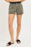 RISEN High Rise Leopard Shorts with Contrast Waistband