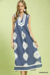 Umgee Sleeveless Geometric Midi Dress