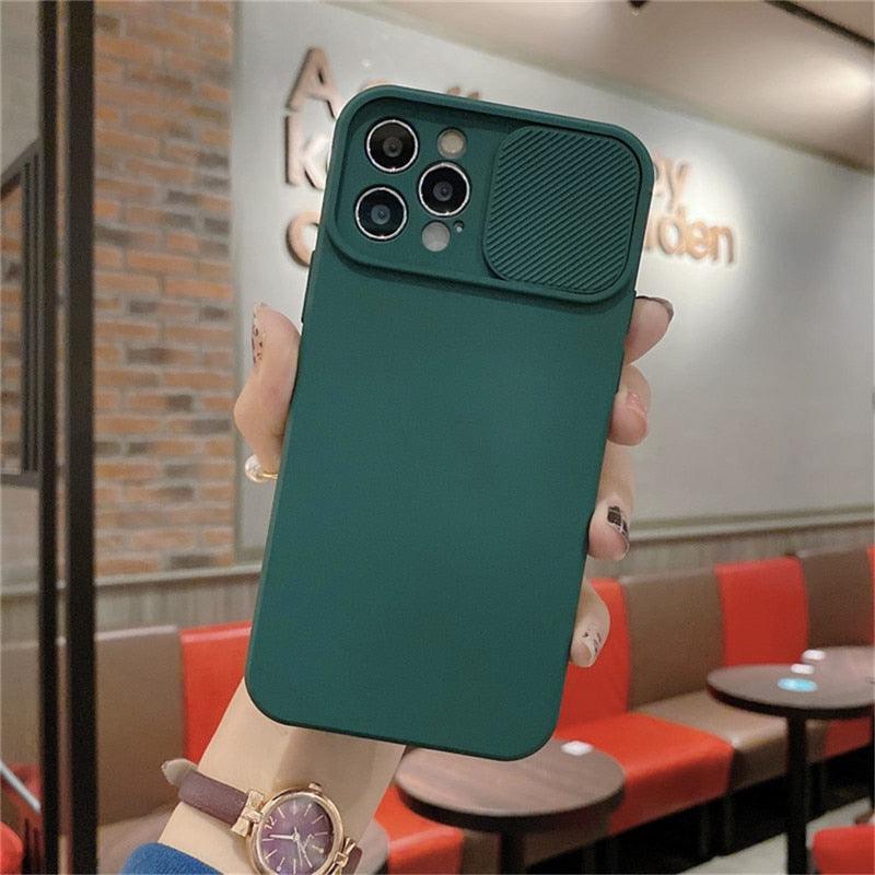 Camera Protection Case With Sliding Camera Cover Protective Design Soft Edges Protective Cover Camera Lens Protection Solid Phone Case For iPhone 13 14 12 Pro Max Mini Candy Color Cover For iphone