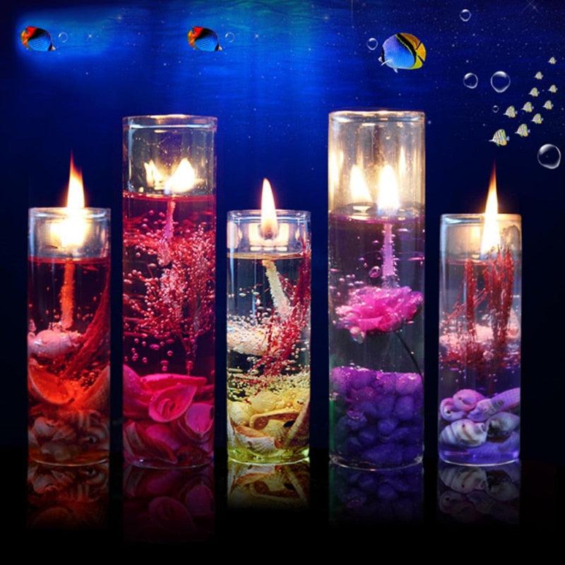 Candle Color Fragrance Smokeless Candle Ocean Shell Jelly Candle Scented Pillar Candles Ocean Scented Candles Long Lasting Blue Candles for Home Scented Candles ForWedding Valentine's Day Christmas