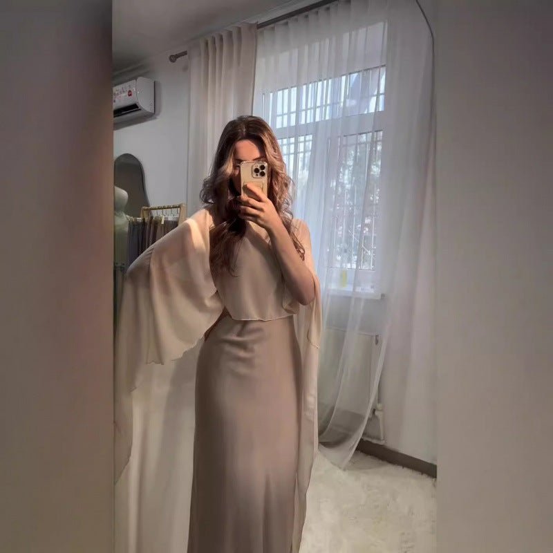 Cape Overlay Abaya Dress(MS320)